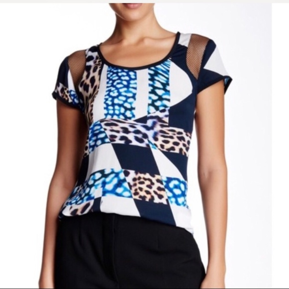 Trina Turk Ebony Mixed Media Blouse